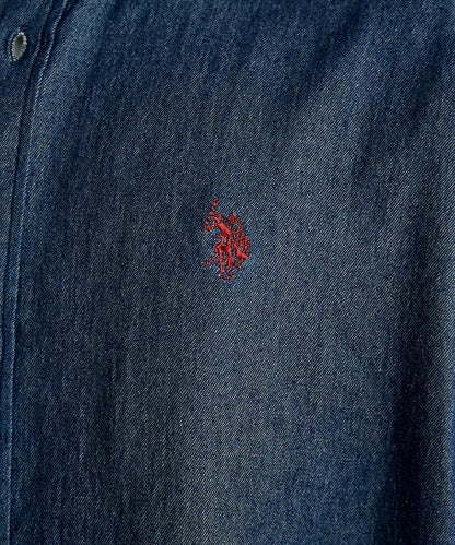 專屬款 單點裝飾 丹寧 短袖襯衫