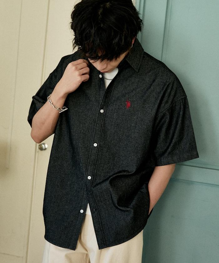 專屬款 單點裝飾 丹寧 短袖襯衫