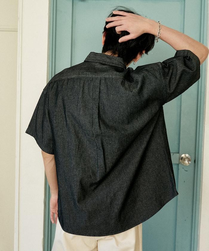 專屬款 單點裝飾 丹寧 短袖襯衫