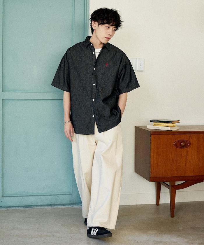 專屬款 單點裝飾 丹寧 短袖襯衫