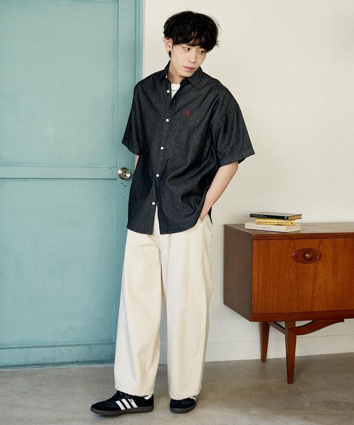 專屬款 單點裝飾 丹寧 短袖襯衫