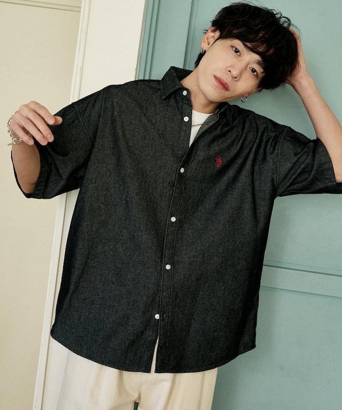 專屬款 單點裝飾 丹寧 短袖襯衫