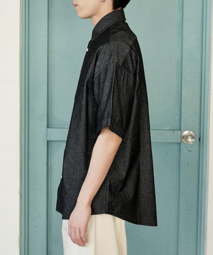 專屬款 單點裝飾 丹寧 短袖襯衫