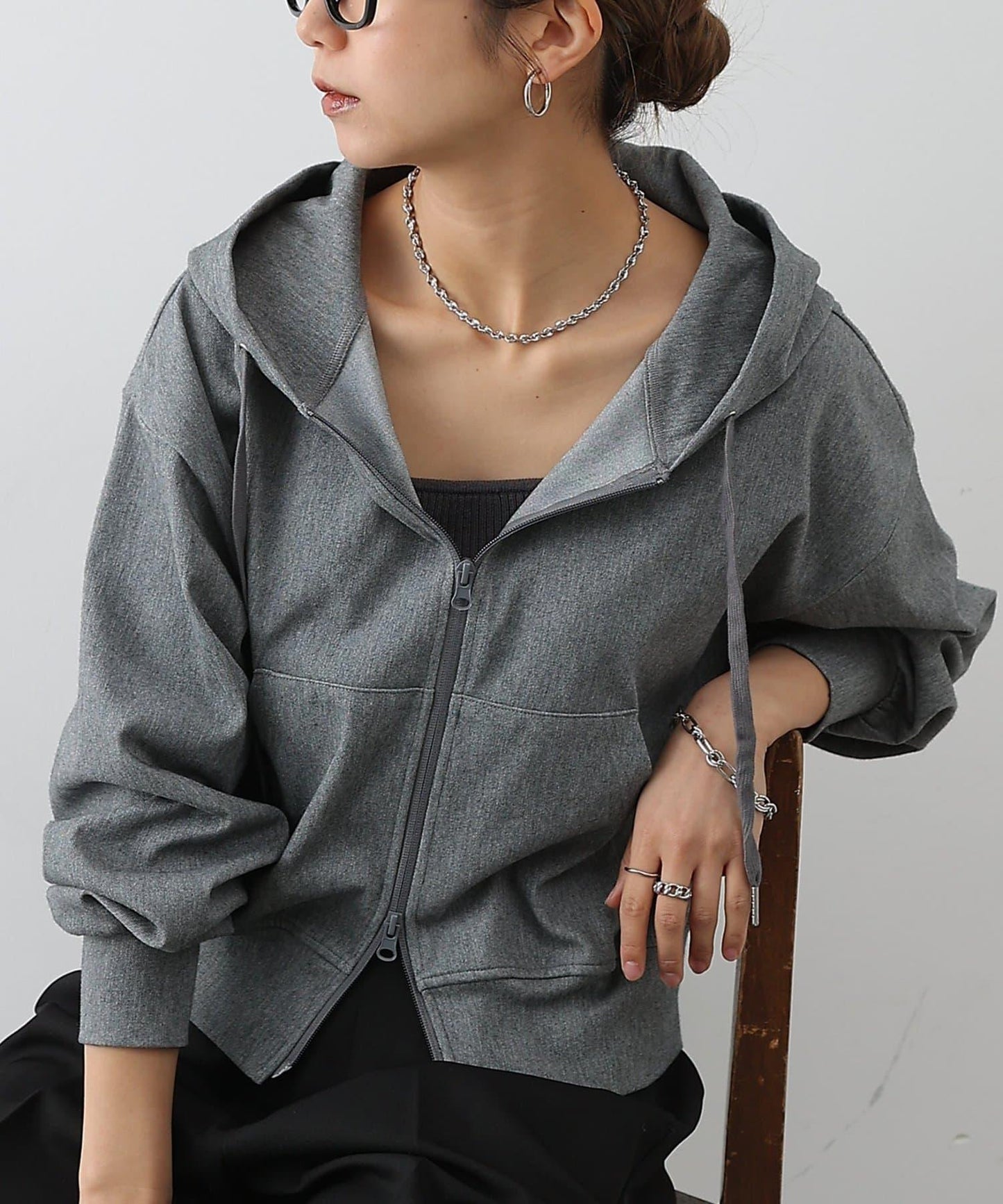 可成套搭配 四向彈力 雙拉鍊 連帽外套