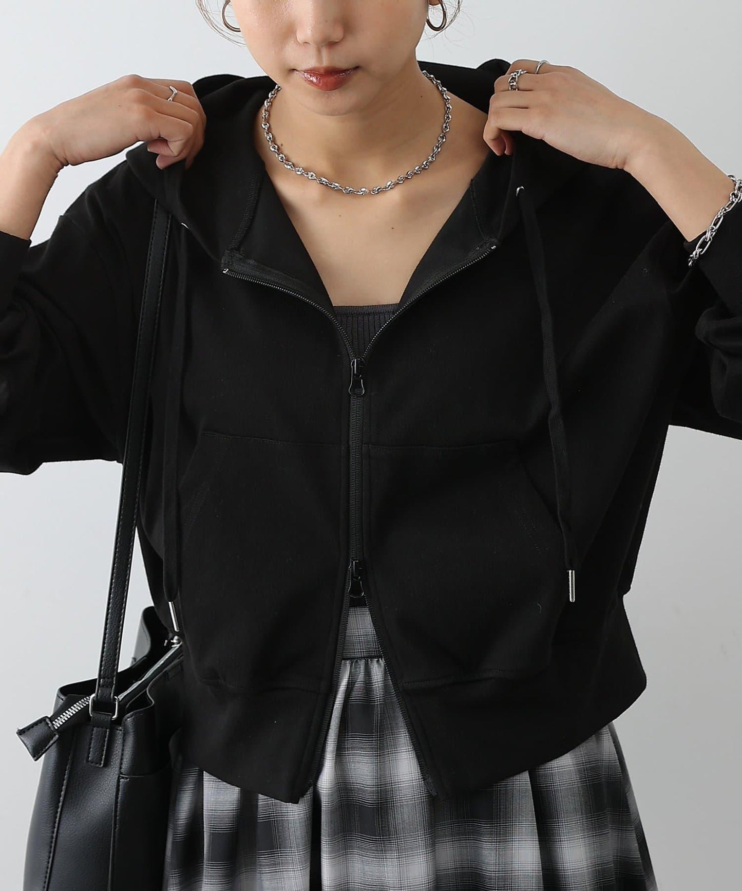 可成套搭配 四向彈力 雙拉鍊 連帽外套