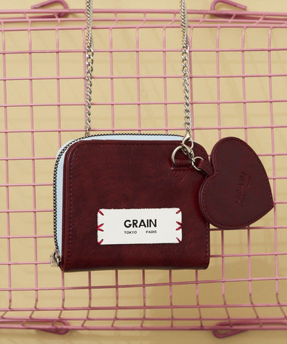 GRAIN/グレイン 二折心形吊飾 2WAY 錢包