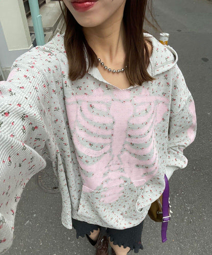 漸褪花紋開領 waffle 質感保暖上衣（RePRODUCTION LABEL / リプロダクションレーベル）