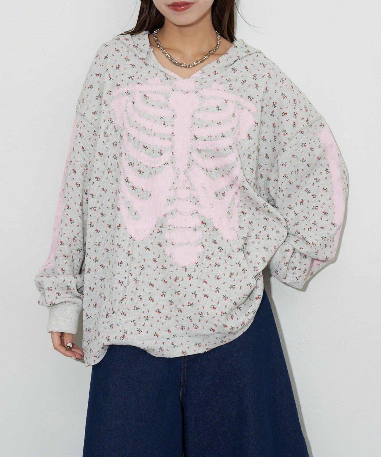 漸褪花紋開領 waffle 質感保暖上衣（RePRODUCTION LABEL / リプロダクションレーベル）