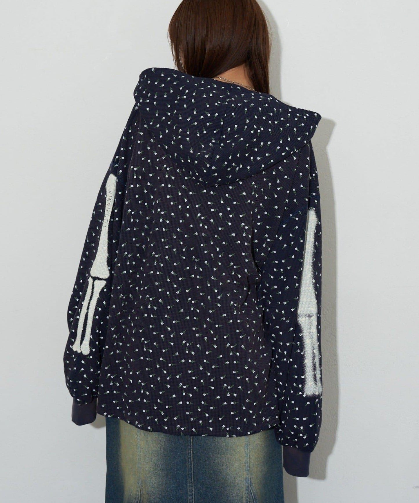 漸褪花紋開領 waffle 質感保暖上衣（RePRODUCTION LABEL / リプロダクションレーベル）