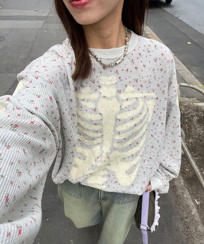 圓領漸變花卉熱感上衣