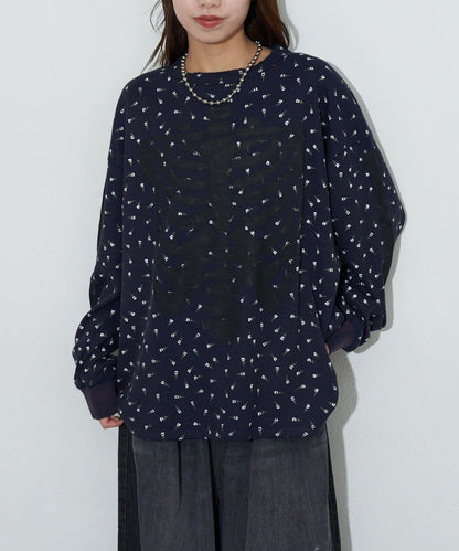 圓領漸變花卉熱感上衣