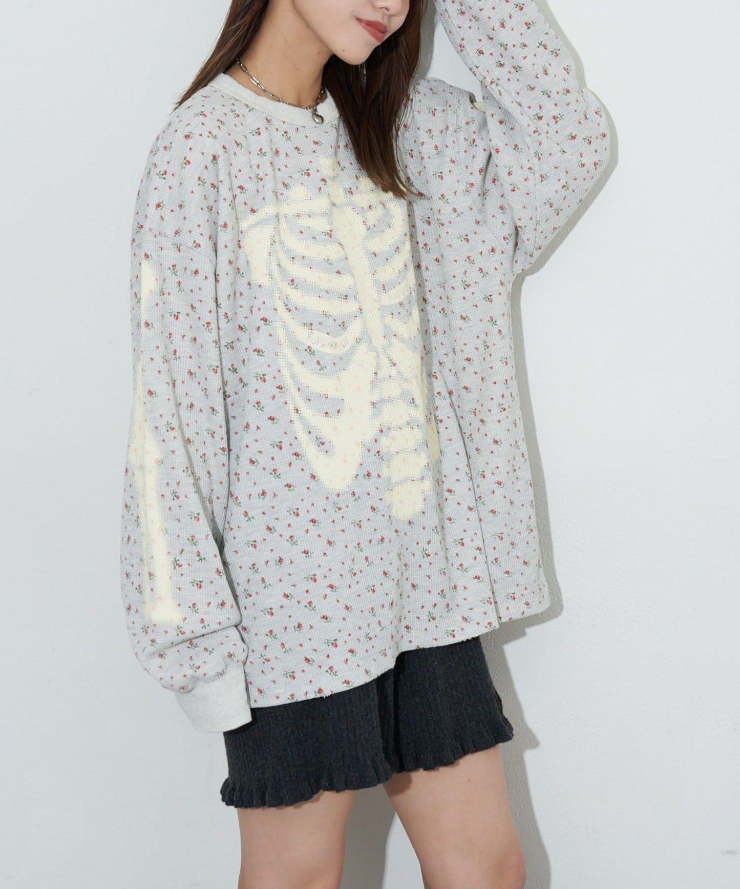 圓領漸變花卉熱感上衣