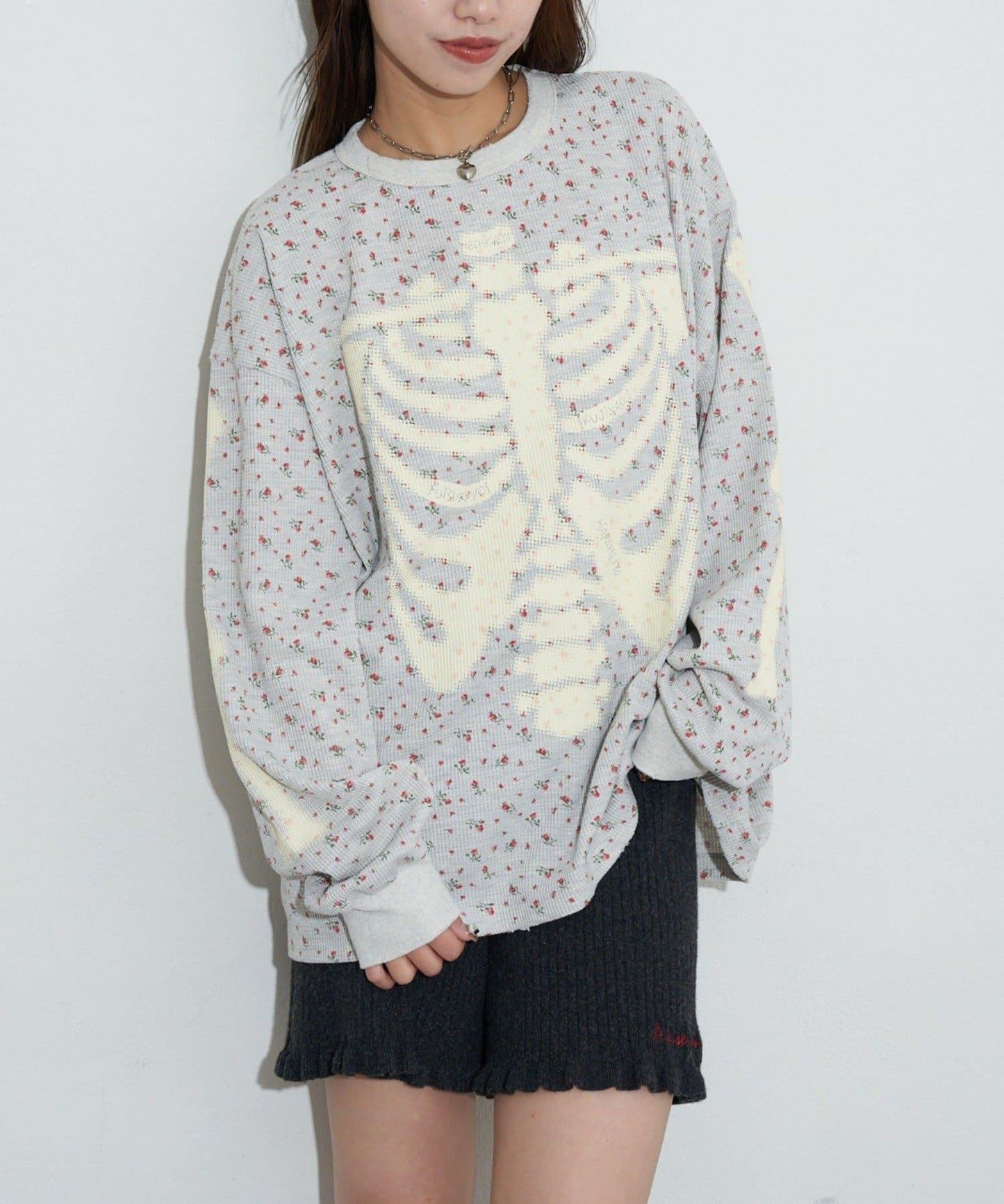 圓領漸變花卉熱感上衣