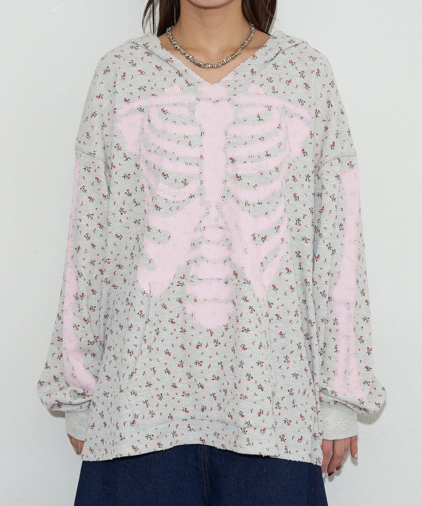 漸褪花紋開領 waffle 質感保暖上衣（RePRODUCTION LABEL / リプロダクションレーベル）