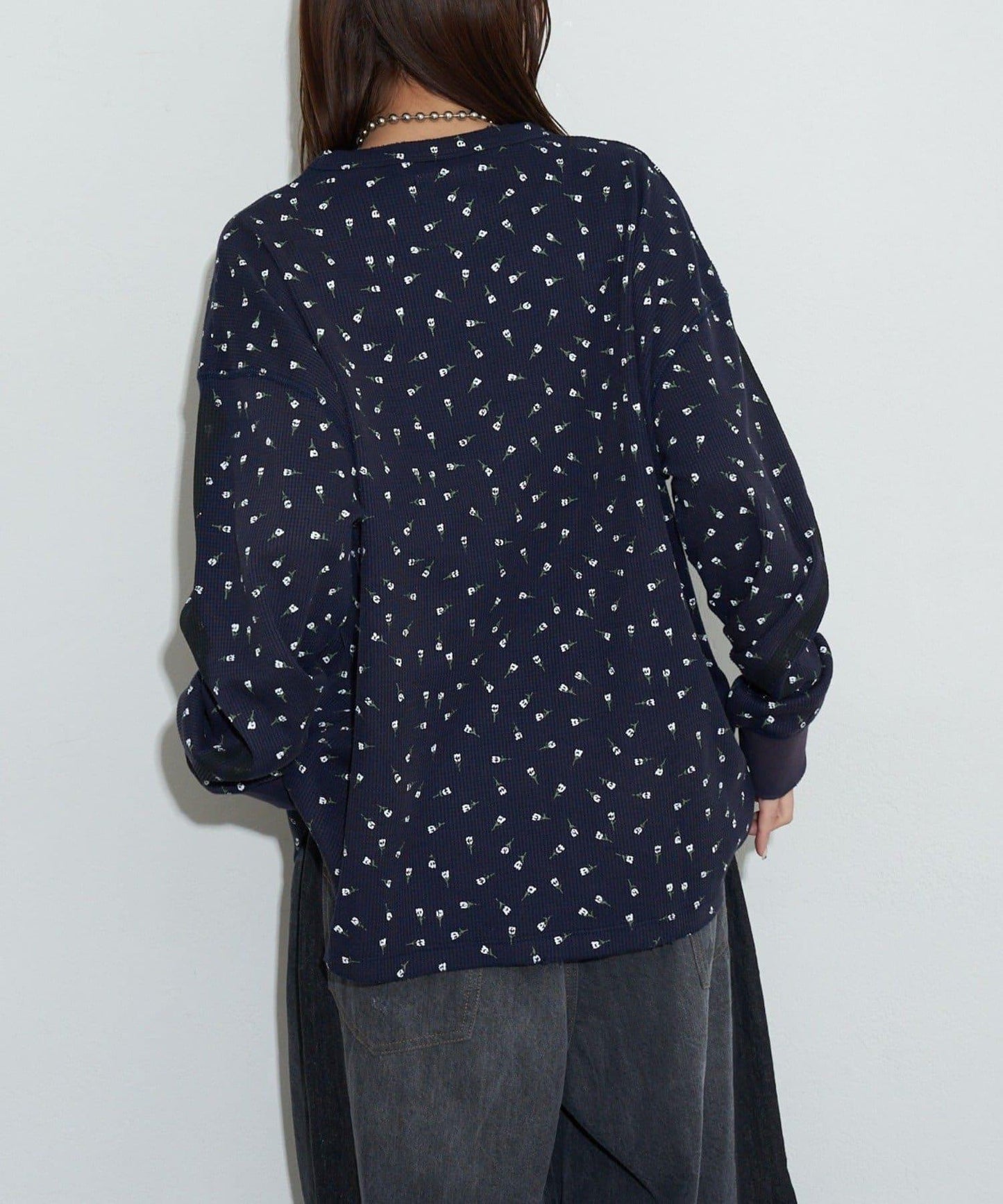 圓領漸變花卉熱感上衣