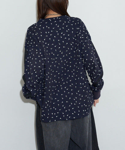 圓領漸變花卉熱感上衣