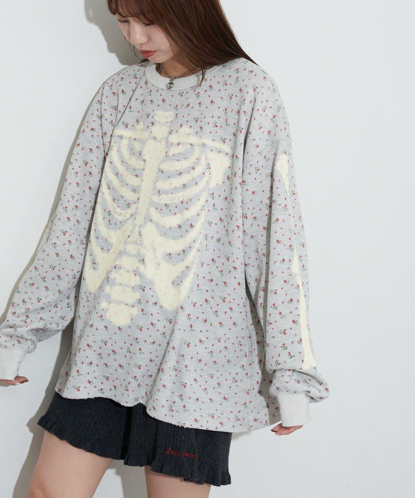 圓領漸變花卉熱感上衣