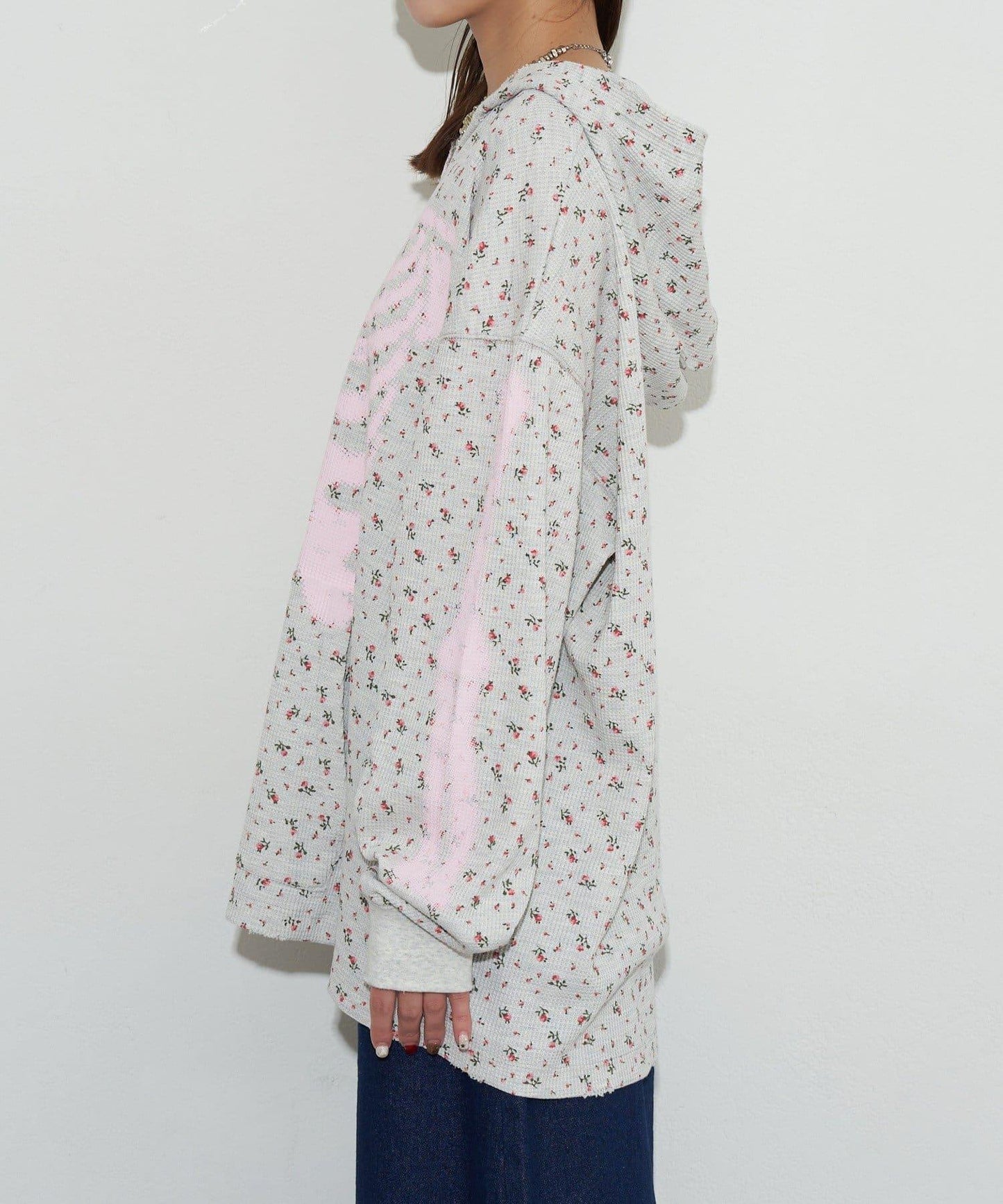 漸褪花紋開領 waffle 質感保暖上衣（RePRODUCTION LABEL / リプロダクションレーベル）