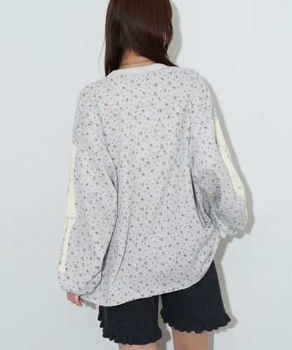 圓領漸變花卉熱感上衣