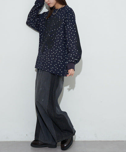 圓領漸變花卉熱感上衣