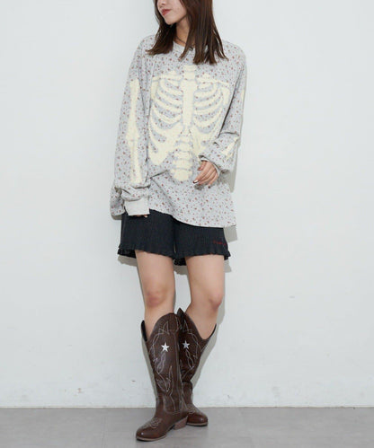 圓領漸變花卉熱感上衣