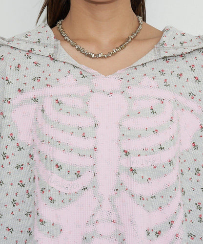 漸褪花紋開領 waffle 質感保暖上衣（RePRODUCTION LABEL / リプロダクションレーベル）