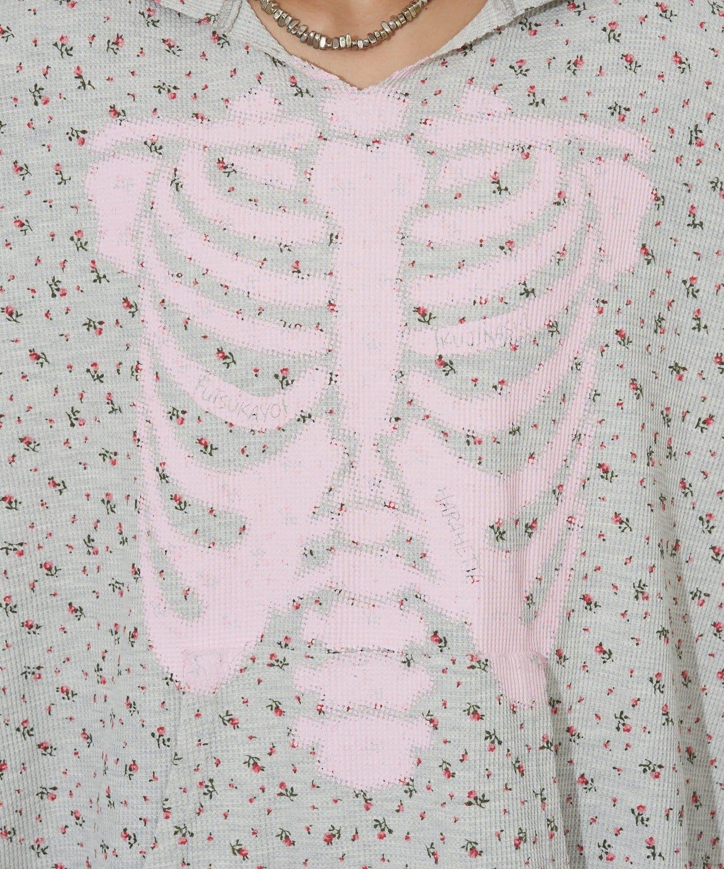 漸褪花紋開領 waffle 質感保暖上衣（RePRODUCTION LABEL / リプロダクションレーベル）