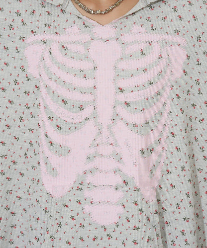 漸褪花紋開領 waffle 質感保暖上衣（RePRODUCTION LABEL / リプロダクションレーベル）