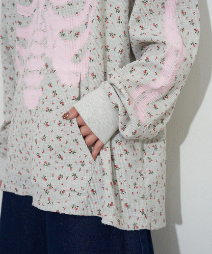 漸褪花紋開領 waffle 質感保暖上衣（RePRODUCTION LABEL / リプロダクションレーベル）