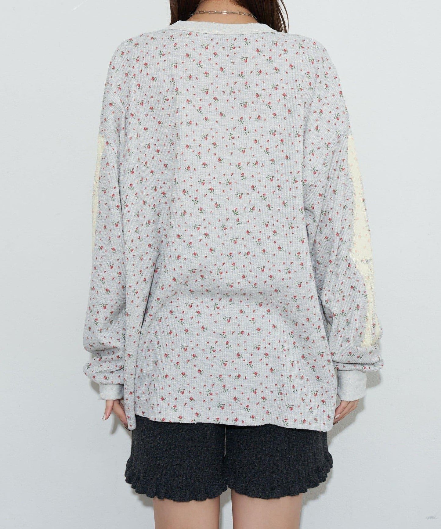 圓領漸變花卉熱感上衣