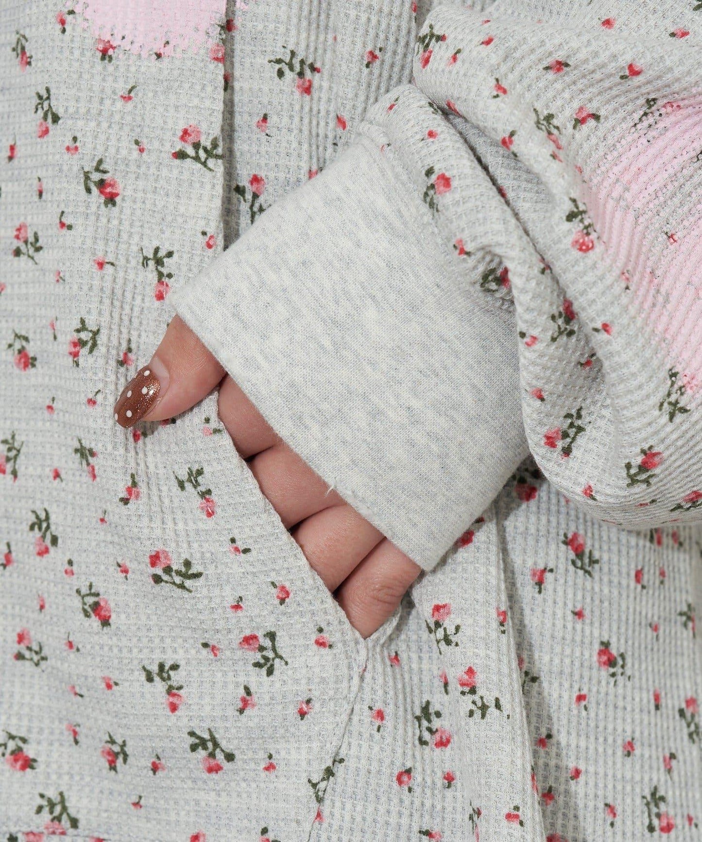 漸褪花紋開領 waffle 質感保暖上衣（RePRODUCTION LABEL / リプロダクションレーベル）