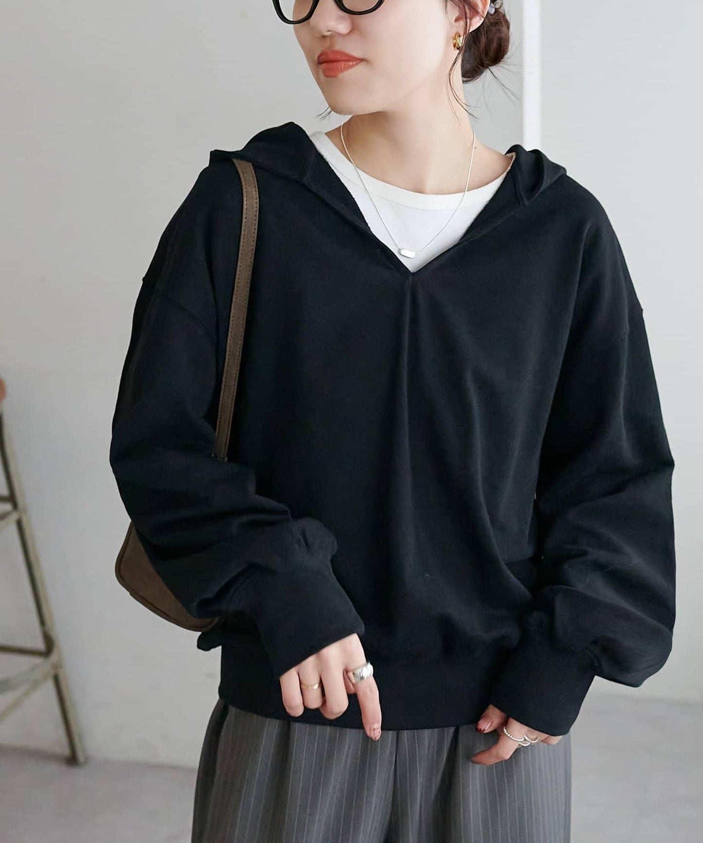 透感毛圈連帽開襟套頭上衣