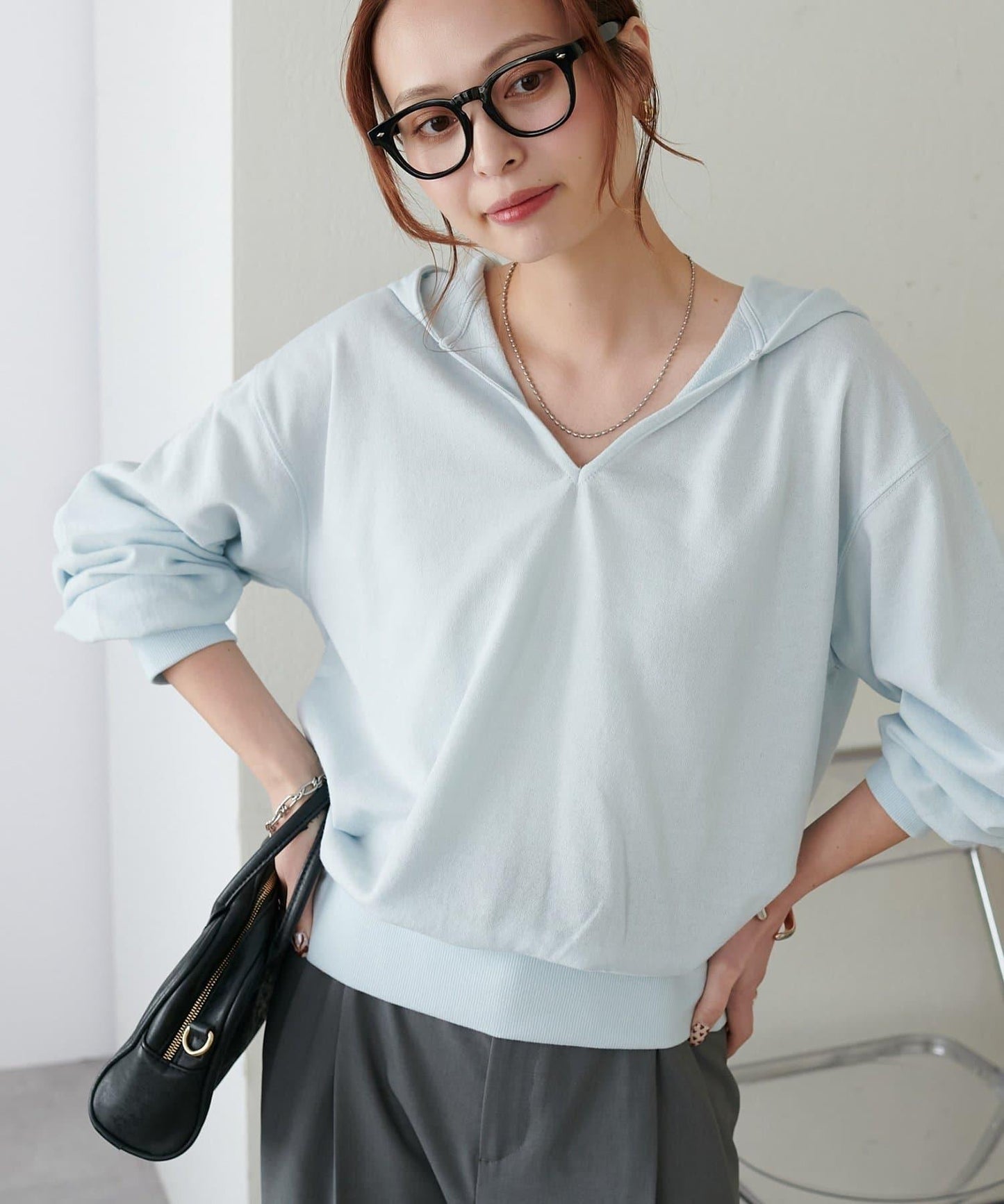 透感毛圈連帽開襟套頭上衣