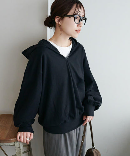 透感毛圈連帽開襟套頭上衣