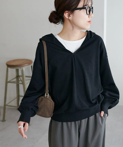 透感毛圈連帽開襟套頭上衣