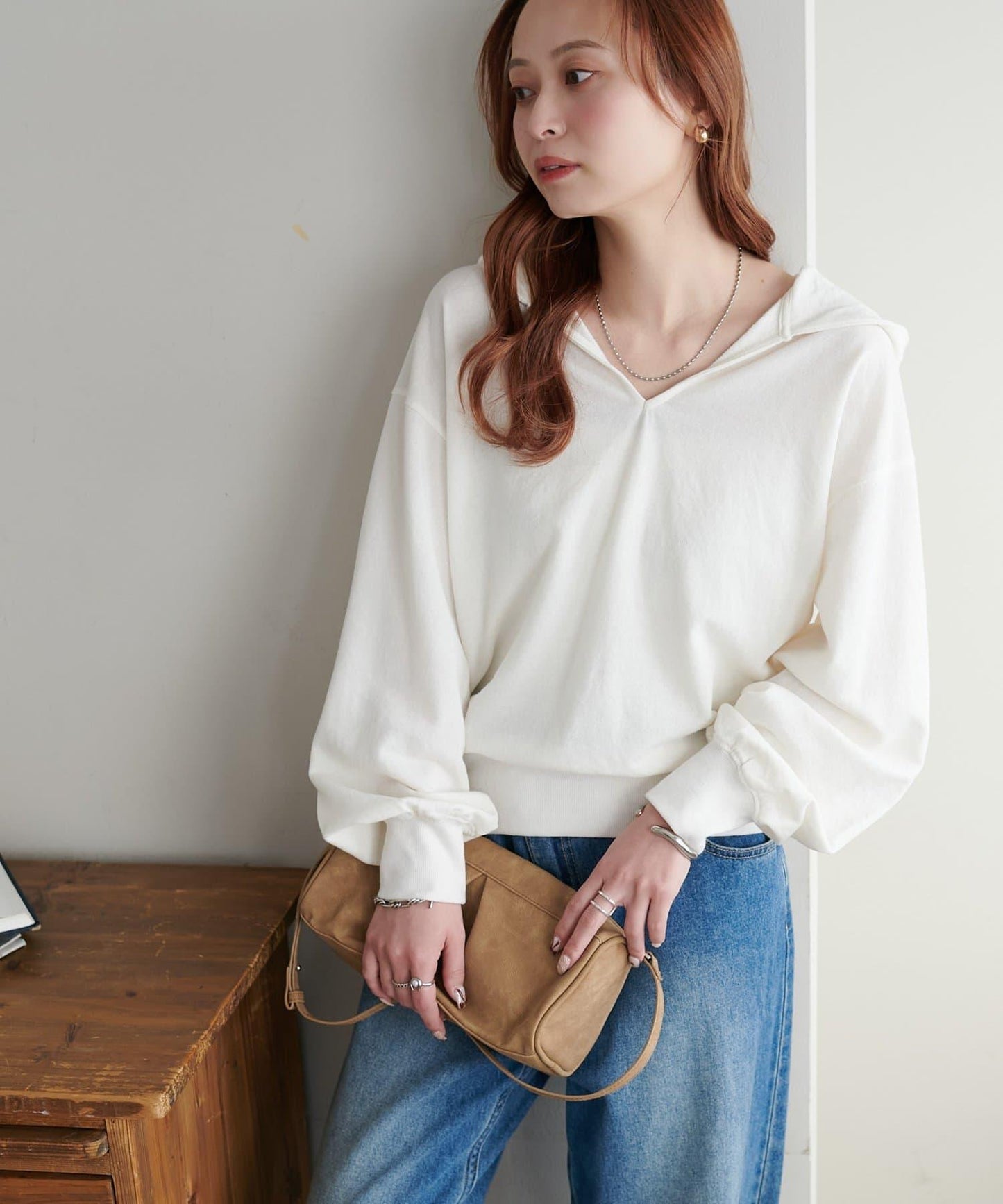 透感毛圈連帽開襟套頭上衣