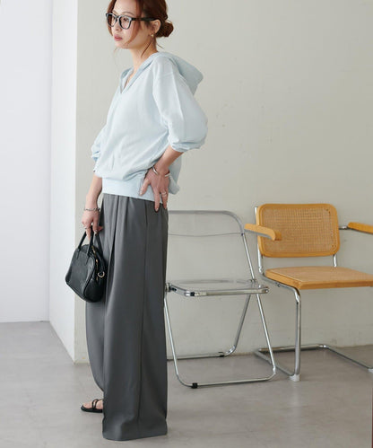 透感毛圈連帽開襟套頭上衣