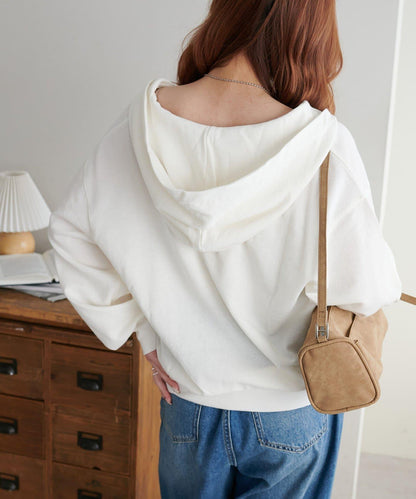 透感毛圈連帽開襟套頭上衣