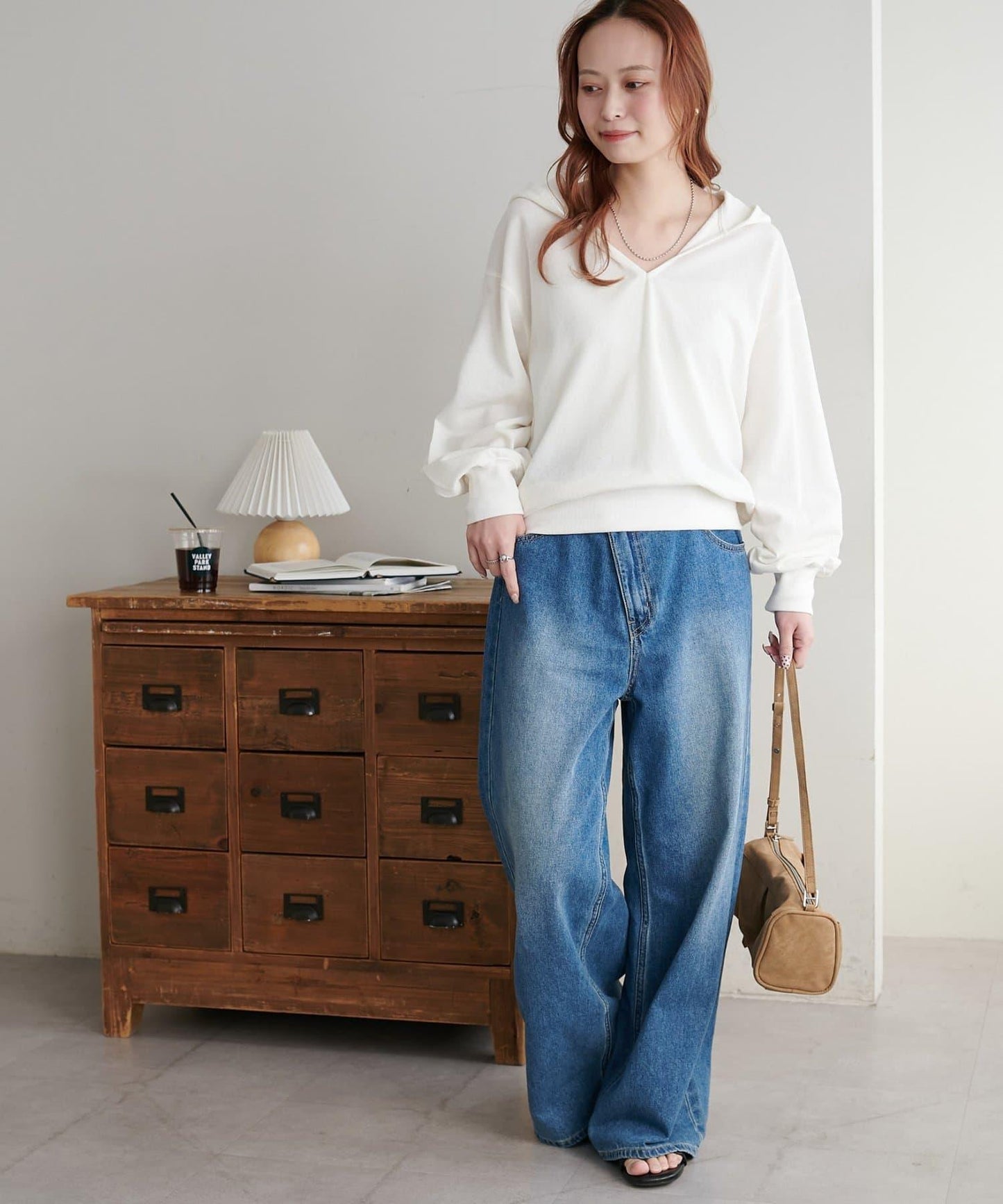 透感毛圈連帽開襟套頭上衣