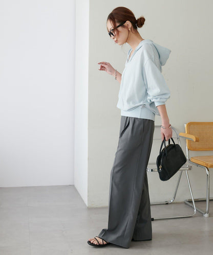 透感毛圈連帽開襟套頭上衣