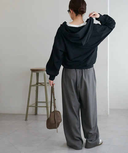 透感毛圈連帽開襟套頭上衣