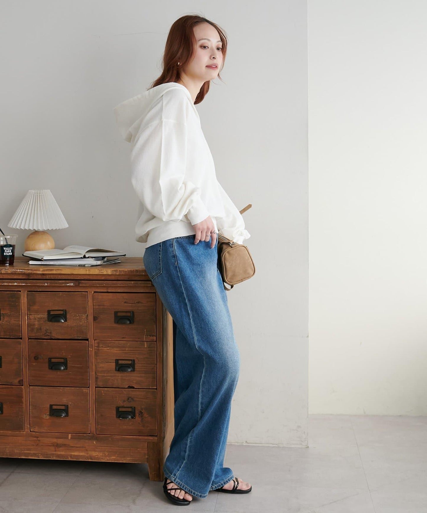 透感毛圈連帽開襟套頭上衣