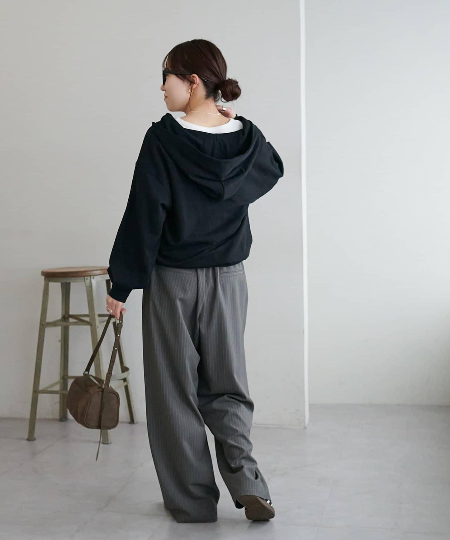 透感毛圈連帽開襟套頭上衣