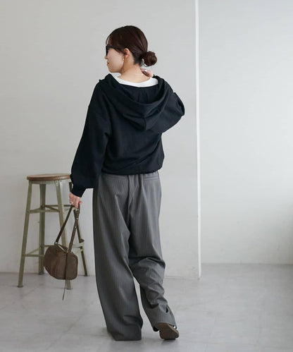 透感毛圈連帽開襟套頭上衣