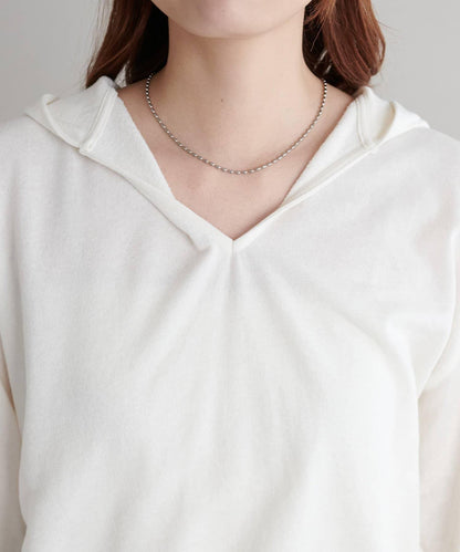 透感毛圈連帽開襟套頭上衣