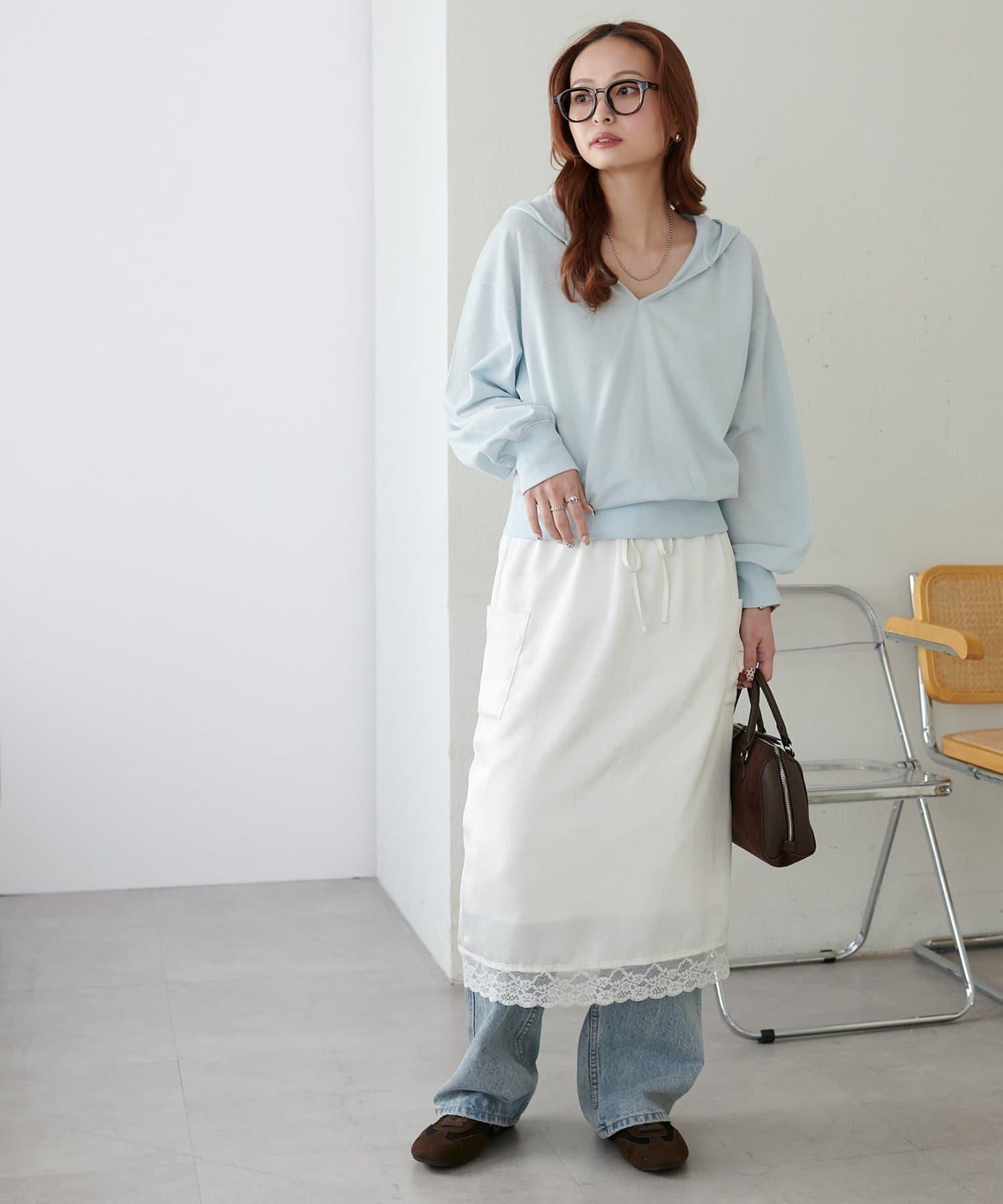 透感毛圈連帽開襟套頭上衣