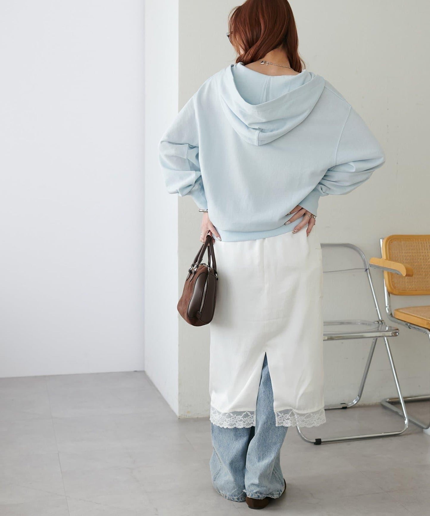 透感毛圈連帽開襟套頭上衣