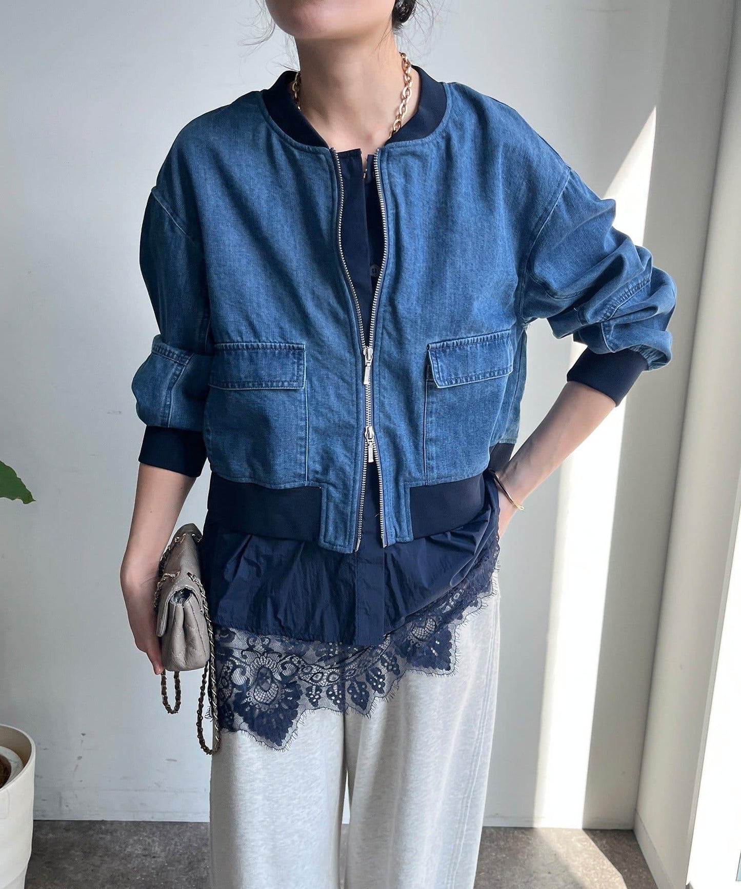 異材質拼接 牛仔 短外套（網絡）