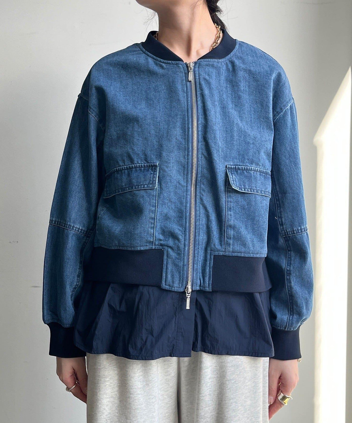 異材質拼接 牛仔 短外套（網絡）