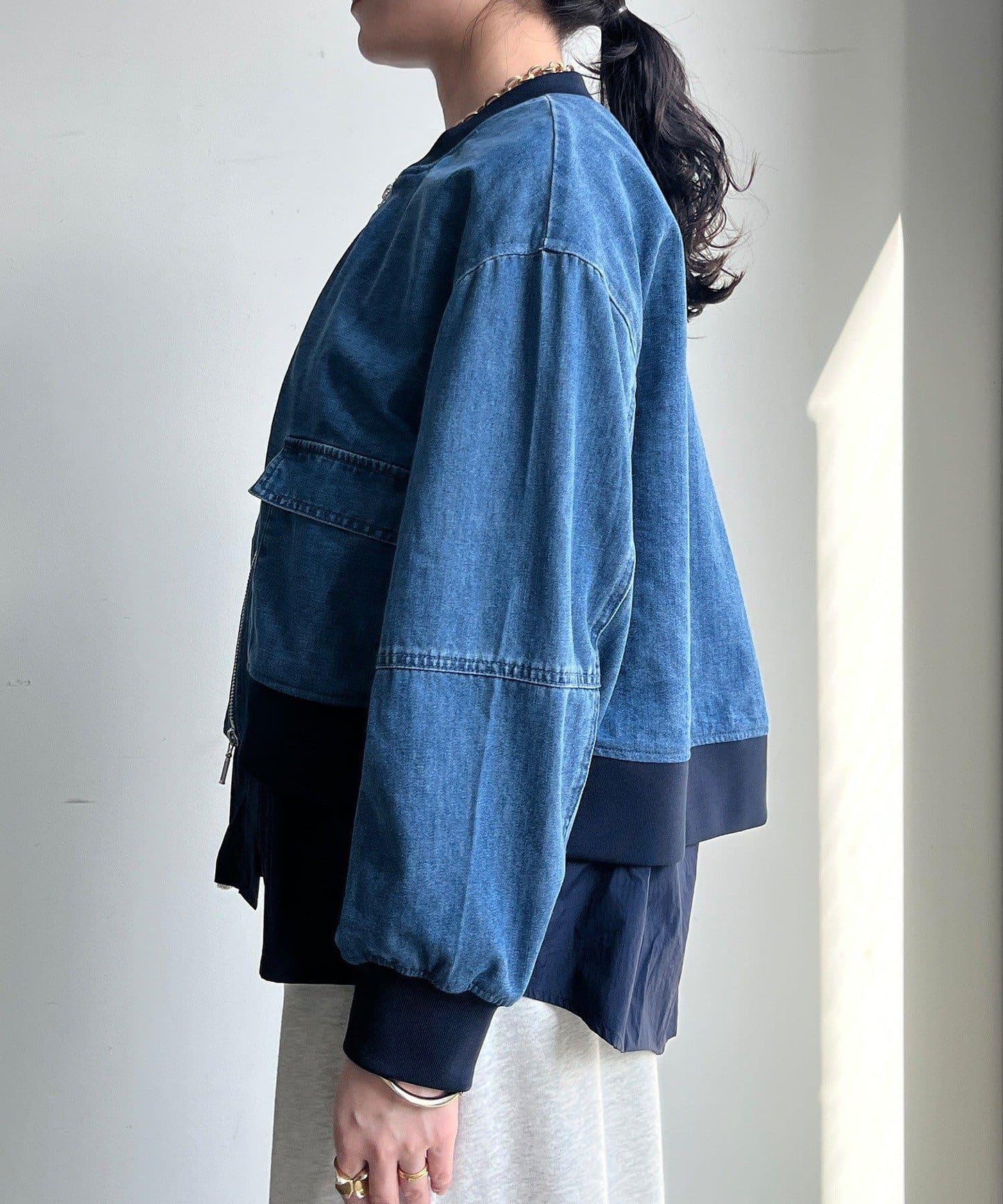 異材質拼接 牛仔 短外套（網絡）